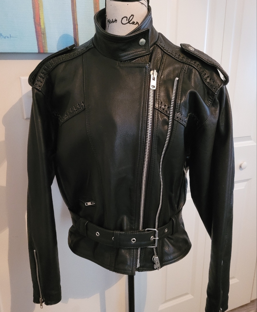 Vintage Concho Leather Jacket sz READ DESCRIPTION